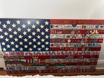 Handpainted And Decorated Flag Plaque By Sticks