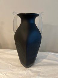 Blown Glass Black And Clear Art Vase