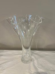 Vintage Thick Glass Ribbon Top Vase