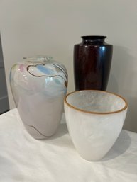 William Baxter Wood Vase Trio Of Vases