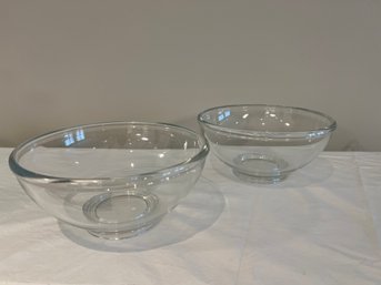 Pair Of  Arcoroc Handblown Clear Color Glass Bowl  , Made In France