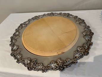 Gorgeous Antique Bread Board With Silver Plate Tray - Made In England.