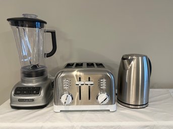 KitchenAid Blender, Cuisinart 4!sliced Toaster, And Cuisinart, Cordless Electric Kettle
