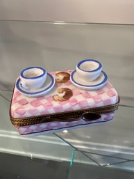 Limoges French Breakfast Basket Porcelain Trinket Box