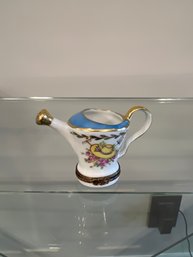 Limoges WATERING CAN Porcelain Trinket Hinged Box France Peint Main