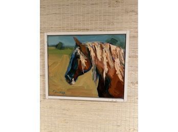 Small Oil On Canvas Of Horse Signed CYNDRA