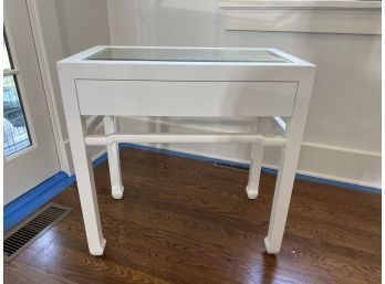 Worlds Away Knightright Lacquered Single Drawer Side Table With Beveled Mirror Top