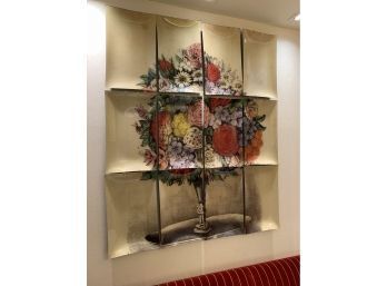 John Derain Handmade 12 Piece Decoupage Floral Vase Mural