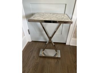 William Sonoma Home Chrome X Table With Marble Top