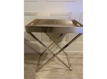 West Elm Platinum Leaf Tray With Chrome Stand