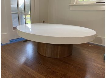 Round Lacquered Coffee Table With Maple Base