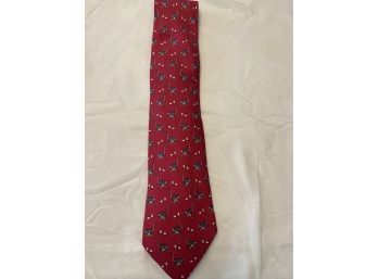 Red Hermes Tie With Ostrich