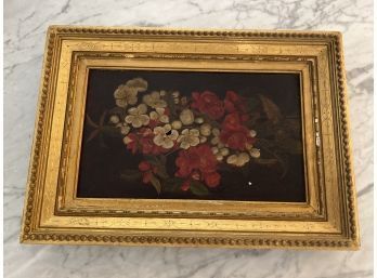 Antique Oil Painting Of Flowers