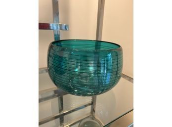 Hand Blown Teal Bowl 2 Of 2