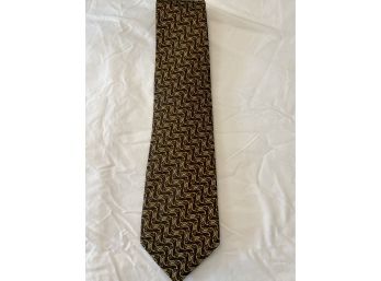 Brown And Gold Silk Herms Tie