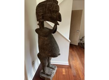 Life-size African Carved Wood Fertility Statue