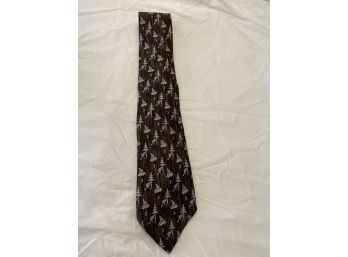 Brown Silk Hermes Tie With Chipmunks