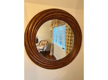 Beautiful Round Wood Mirror With Wavy Wood Design