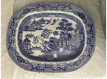 Antique Stone China Warrented Blue Willow Platter