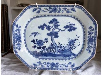 Antique Chinese Blue And White Porcelain Platter