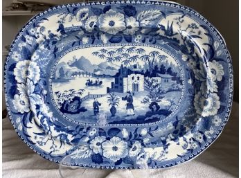A Large Antique English Staffordshire Serving Platter, Unmarked