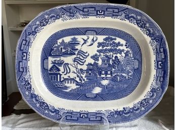Antique William Lowe Staffordshire Blue Willow  Platter