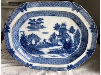 Antique Blue & White Platter (possibly Chinese Export?)