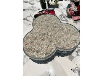 Beautiful Clover Shaped Upholstered, Ottoman With Fringe