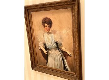 Oil Painting Of Seated Woman, Signed Geo. H Taggart 1903