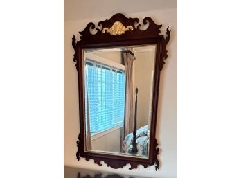 Mahogany Chippendale Style Gilt & Beveled Mirror