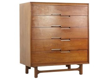 Cavalier Furniture Mid Century Walnut And Brass Highboy Dresser