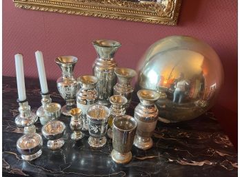 Collection Of Mercury Glass Items