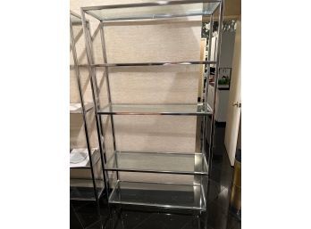 Tall 1970s Vintage Chrome And Glass Shelves 2 Of 2