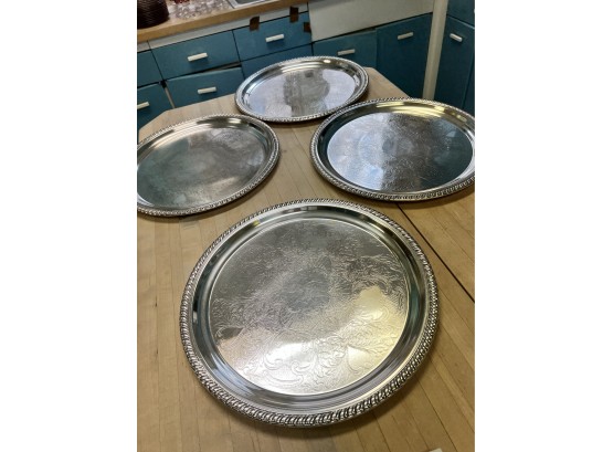 Set Of 4 Plated Trays