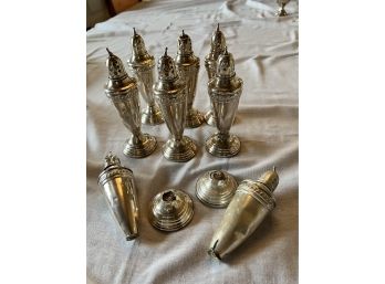 Set Of 8 Sterling Silver Salt Shakers