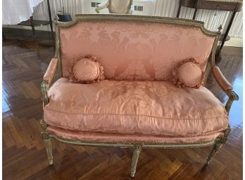 Pair Of Louis XV Style Painted And Parcel Gilt Settee's