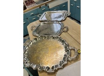 3 Silver Plated Trays