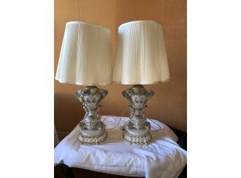 Pair Antique German Porcelain Table Lamps