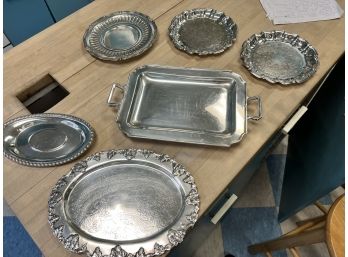 Set Of 6 Silver Plated Trays