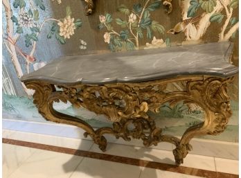 Louis XV Style Carved Gilt Marble Console