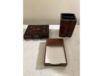 Set Of Leather Desk Accessories
