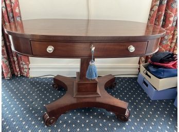 Mahogany Oval One Drawer Library Table