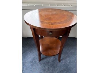 Wooden Round Single Drawer Single Shelf Table