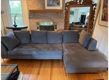 Charcoal Lees Studio Ultra-suede Right Arm 2 Piece Sectional
