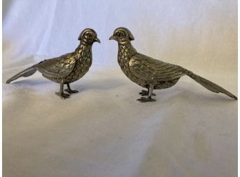 Pair Of Silver Bird Salt And Pepper Shakers