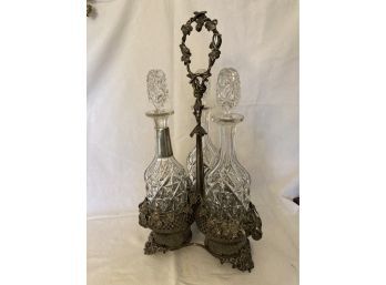 Tantalus With 3 Crystal Decanters