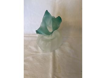 Nikolas Weinstein Sculpted Glass Green Vase Hand Blown Frosted 1999