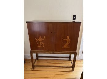 Swedish Art Deco Marquetry Cabinet On Stand