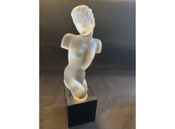 Frosted Glass Female Nude On Black Base