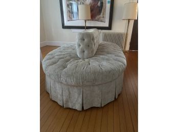 Large Custom Upholstered Banquette Pouf